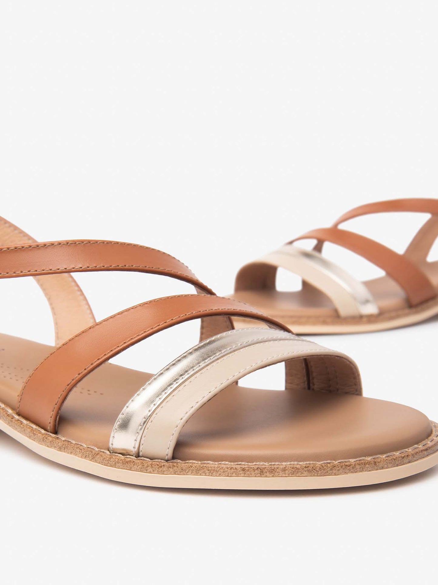 SANDALO CON FASCIETTE NERO GIARDINI DONNA COGNAC