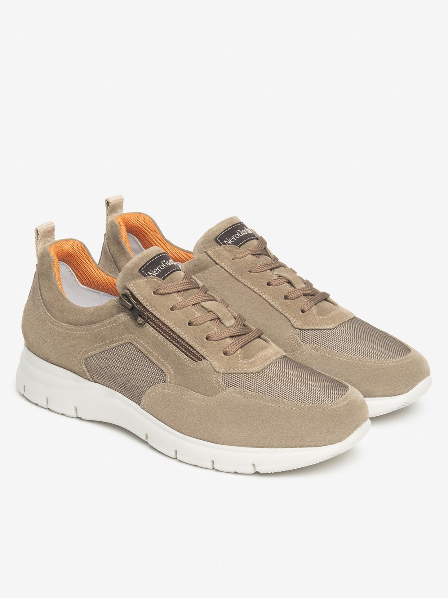 Nero Giardini Andalo, sneakers beige da uomo in pelle e scamosciato