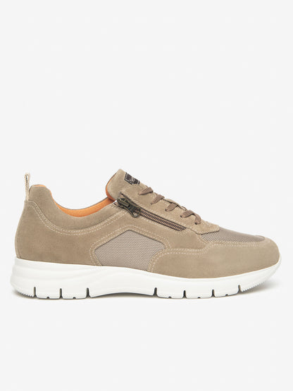 Nero Giardini Andalo, sneakers beige da uomo in pelle e scamosciato