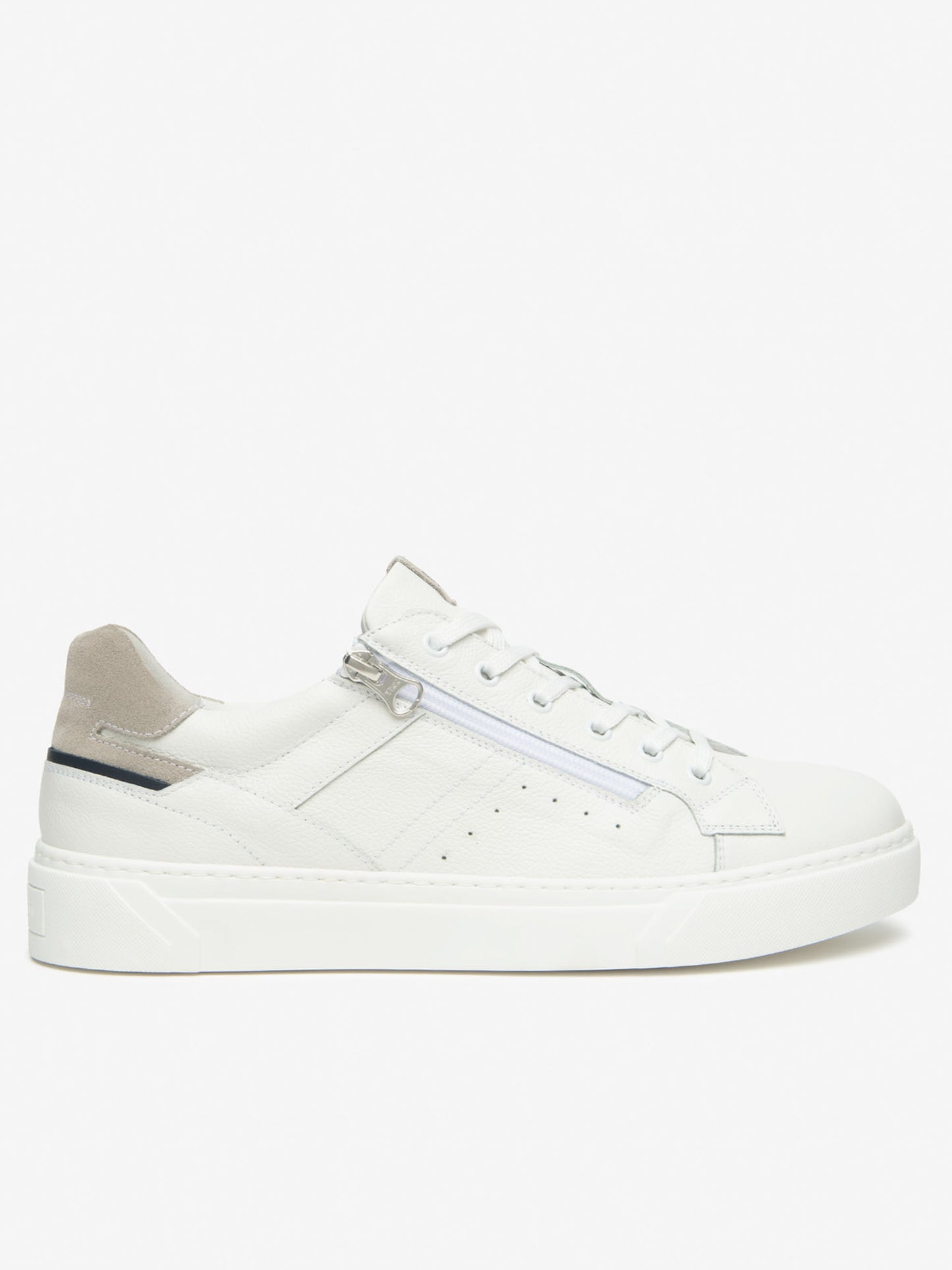 Sneakers Iseo Nero Giardini da uomo in pelle bianca con chiusura doppia