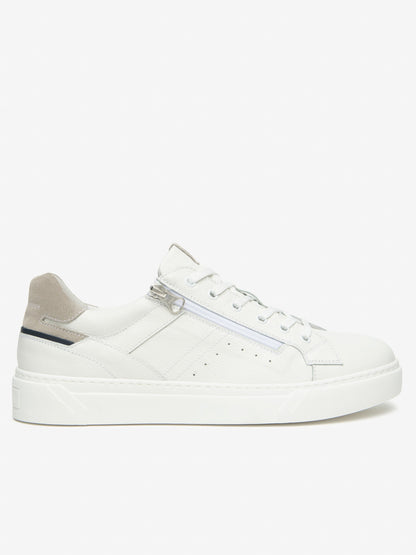 Sneakers Iseo Nero Giardini da uomo in pelle bianca con chiusura doppia