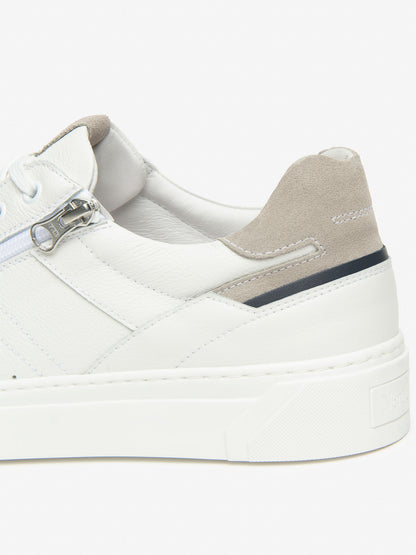 Sneakers Iseo Nero Giardini da uomo in pelle bianca con chiusura doppia
