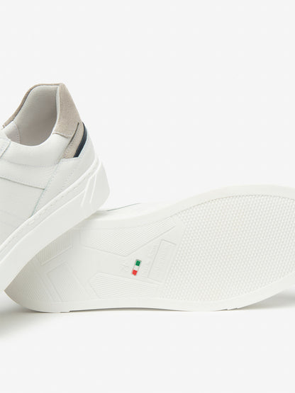 Sneakers Iseo Nero Giardini da uomo in pelle bianca con chiusura doppia