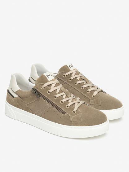 Sneakers Iseo da uomo beige in pelle scamosciata con doppia chiusura