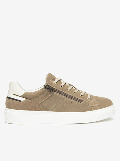 Sneakers Iseo da uomo beige in pelle scamosciata con doppia chiusura