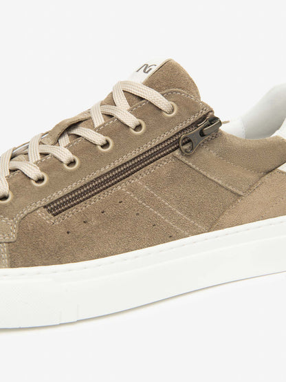 Sneakers Iseo da uomo beige in pelle scamosciata con doppia chiusura