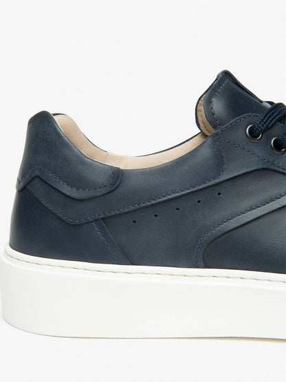 Sneakers Rodero da uomo in pelle blu casual