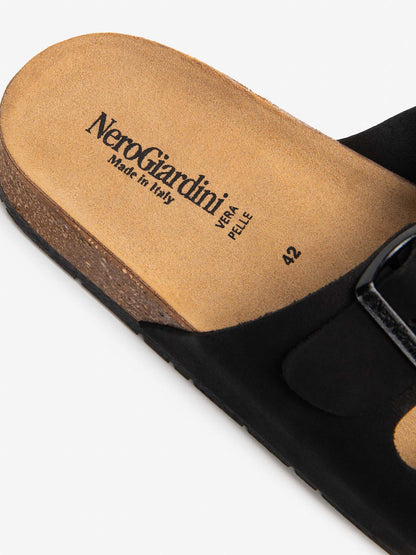 Sandali Nero Giardini Bio uomo in cuoio neri