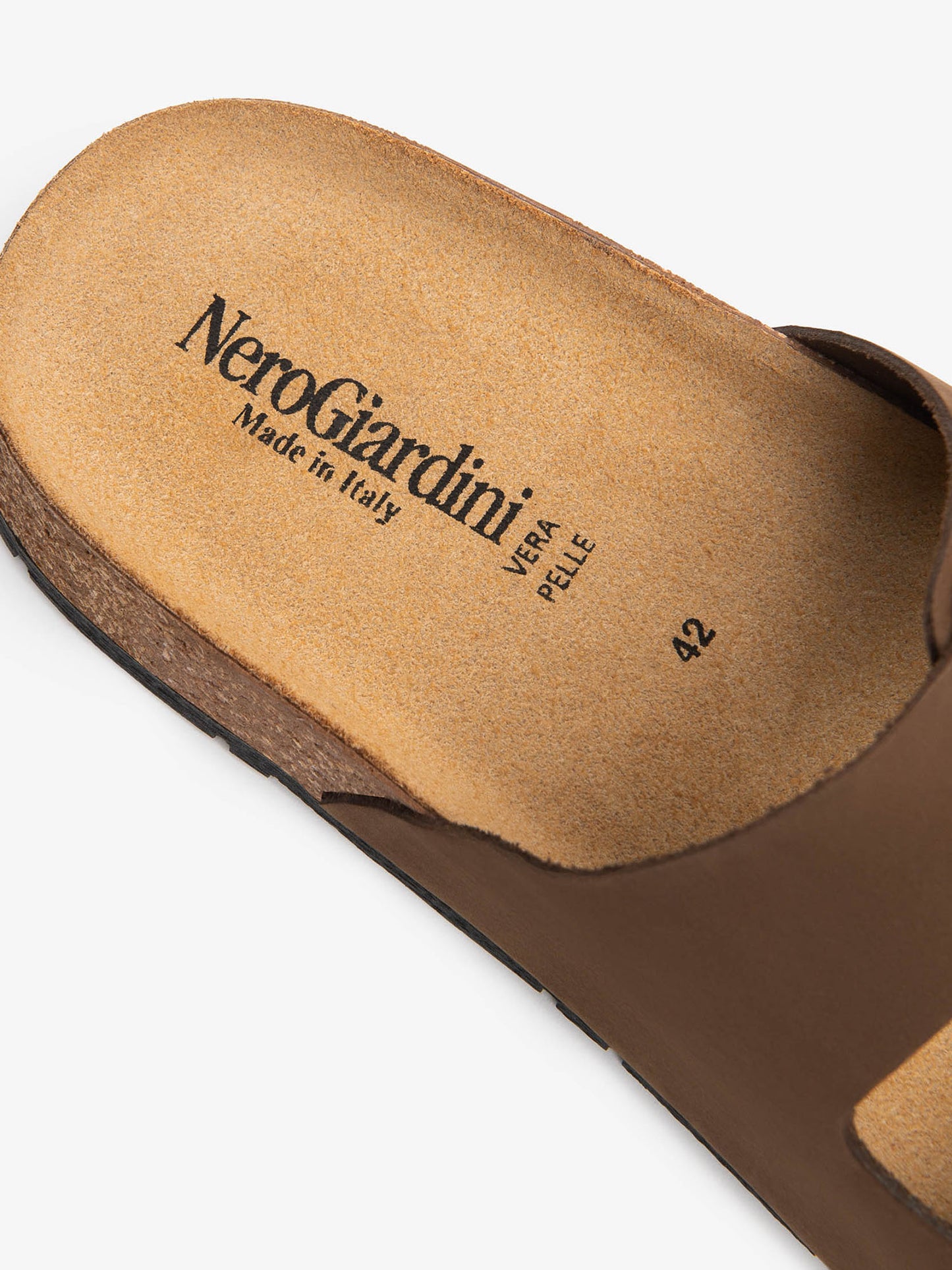 Nero Giardini Bio, sandali uomo in cuoio marrone
