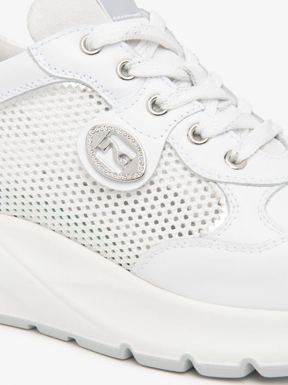 Sneakers Nero Giardini Diba da donna in pelle bianca