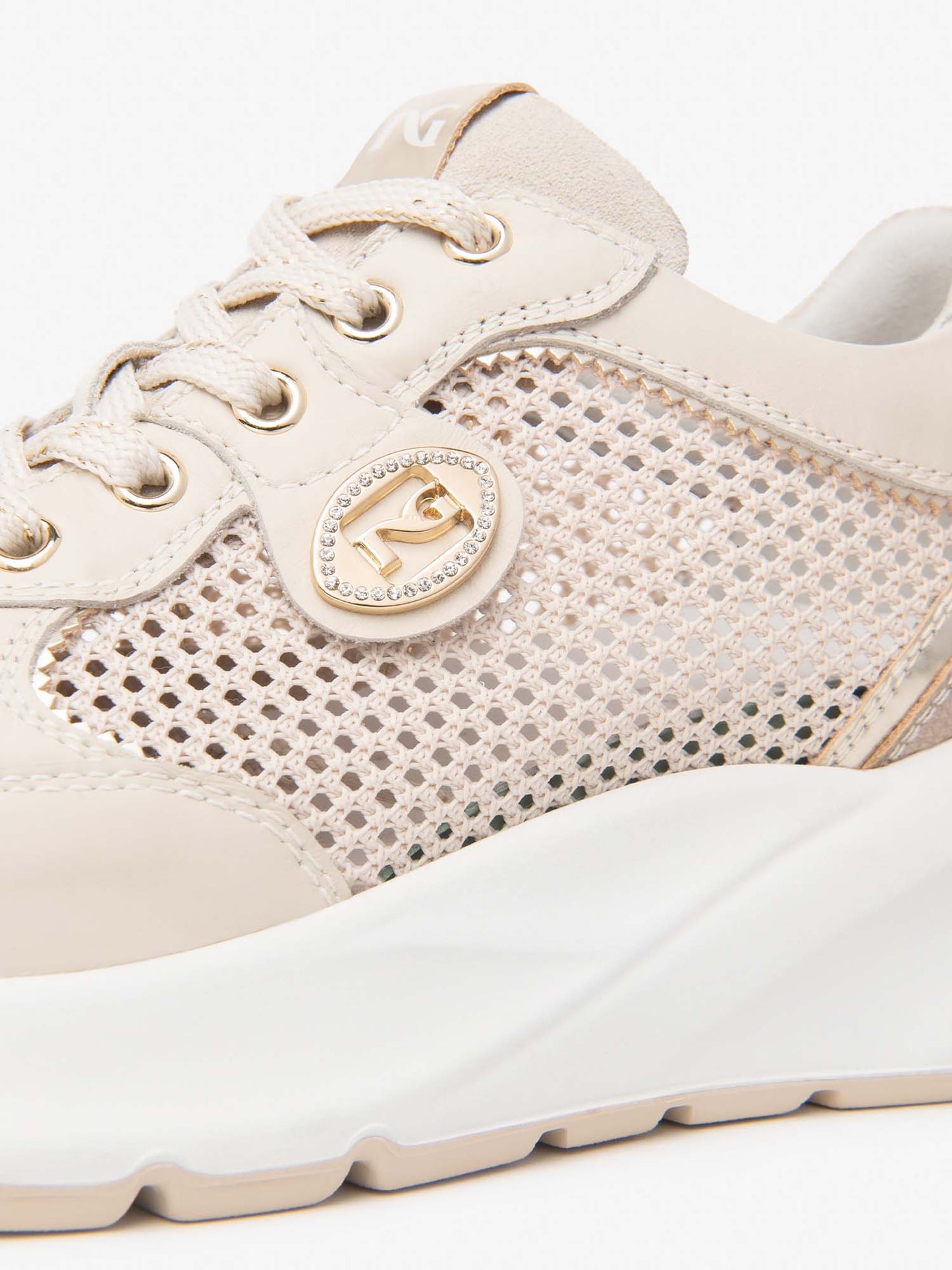 Nero Giardini Diba, sneakers beige da donna con suola sportiva