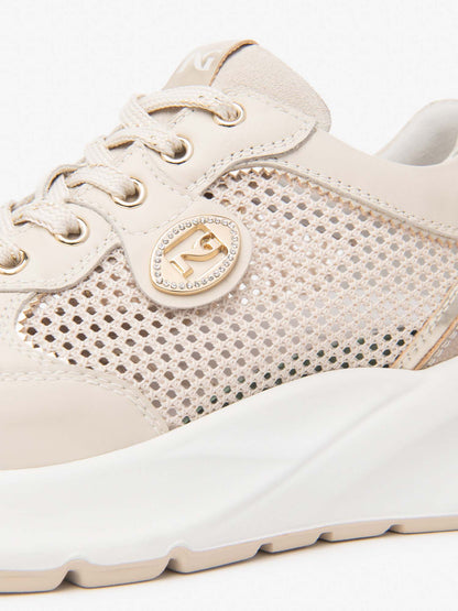 Nero Giardini Diba, sneakers beige da donna con suola sportiva