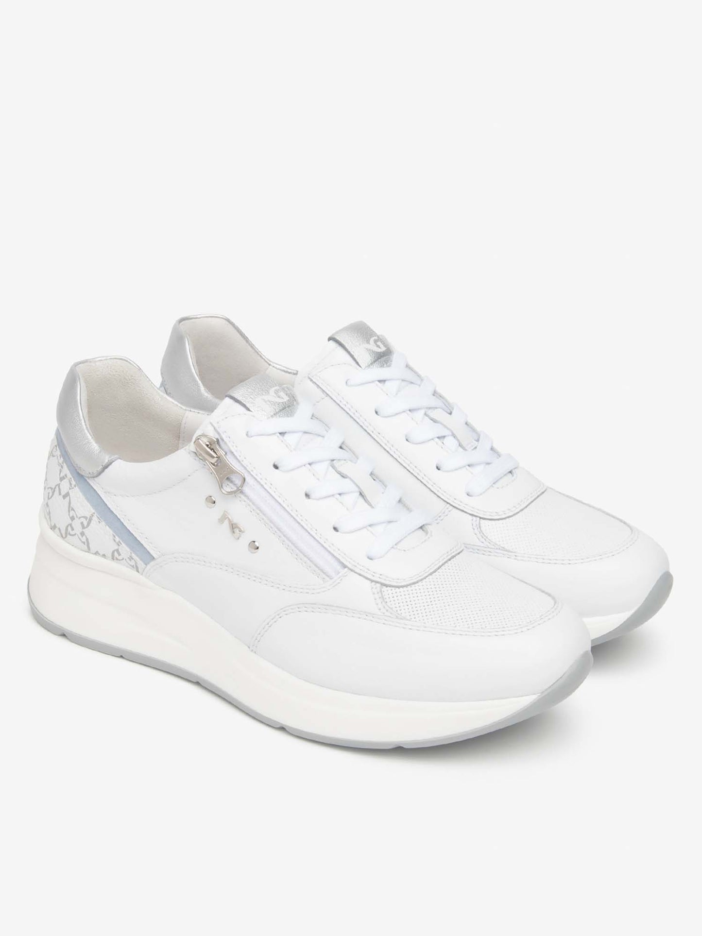 Sneakers Roana Nero Giardini da donna in pelle bianca