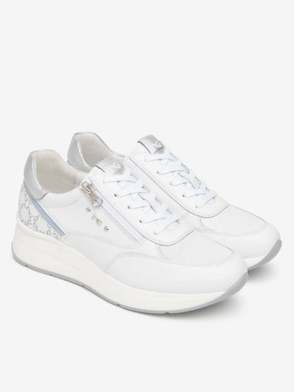 Sneakers Roana Nero Giardini da donna in pelle bianca