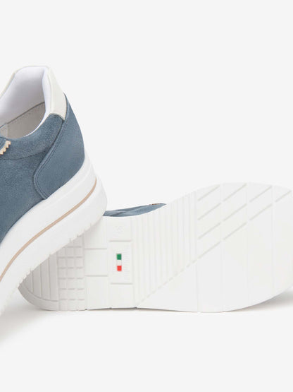 Sneakers casual da donna Nero Giardini in pelle azzurra