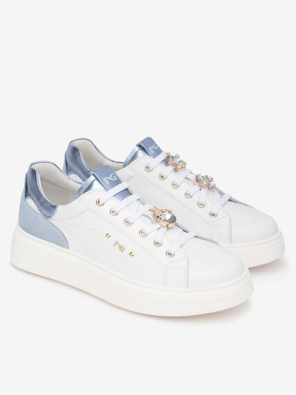 Sneakers da donna Nero Giardini bianche in pelle con zeppa sportiva