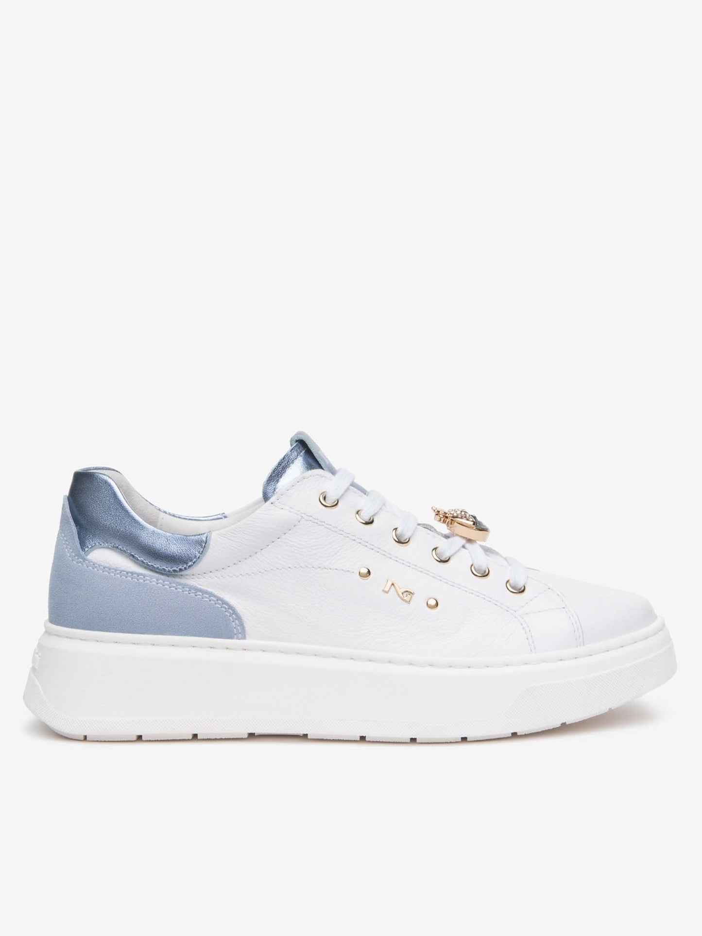 Sneakers da donna Nero Giardini bianche in pelle con zeppa sportiva