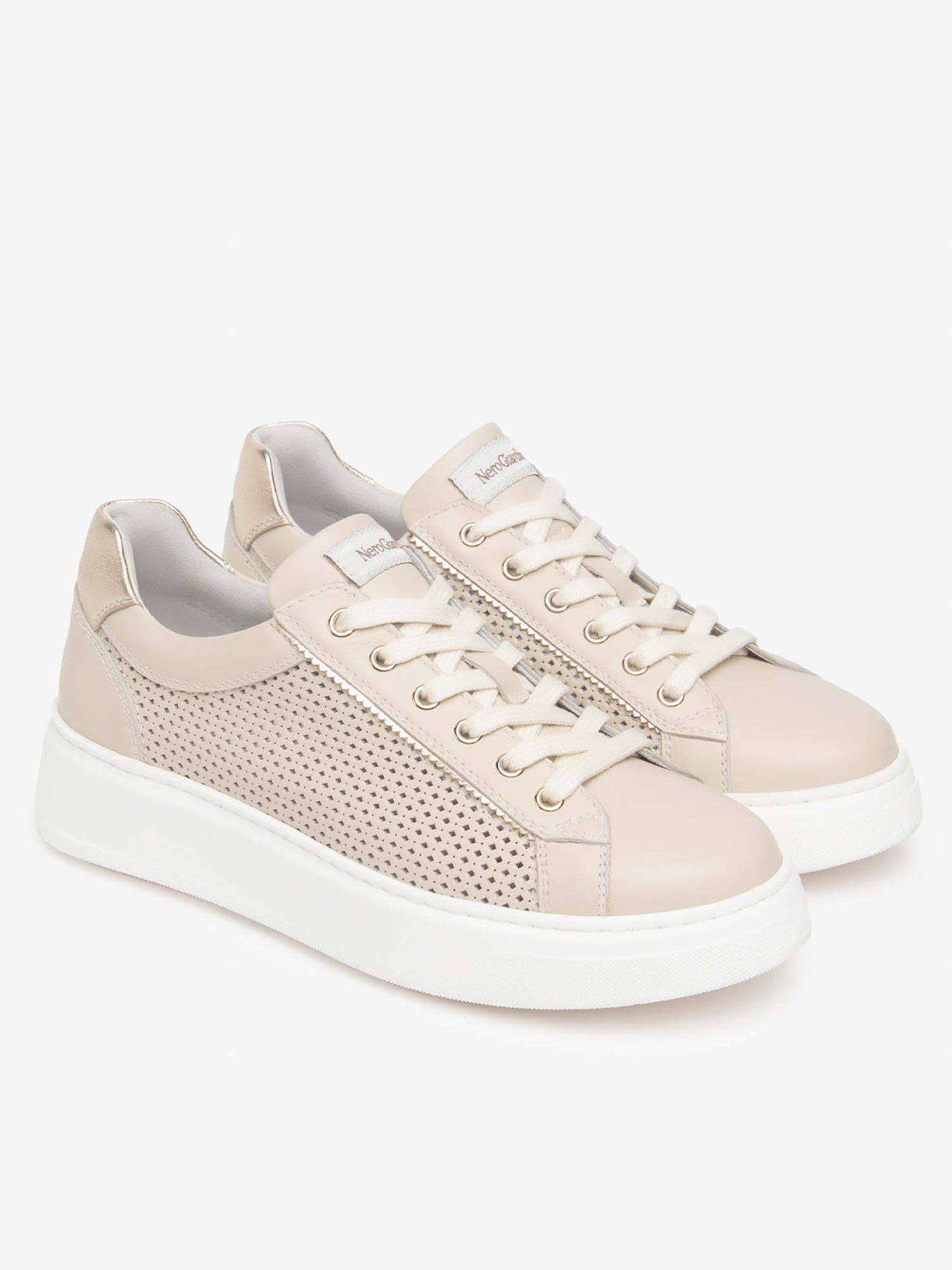 Sneakers beige Gonzag Nero Giardini da donna in pelle e gomma