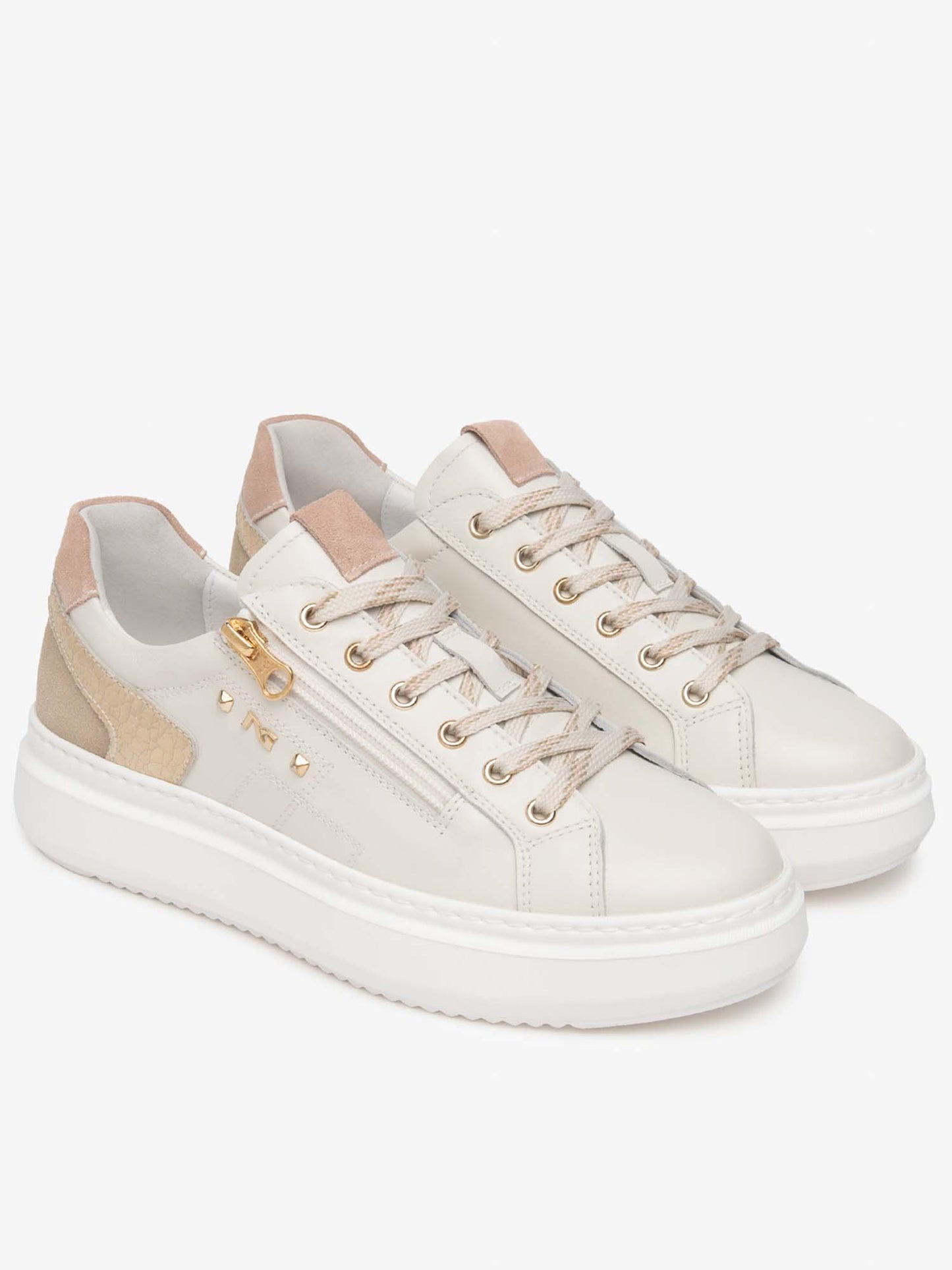 Sneakers Riola beige da donna con doppia chiusura