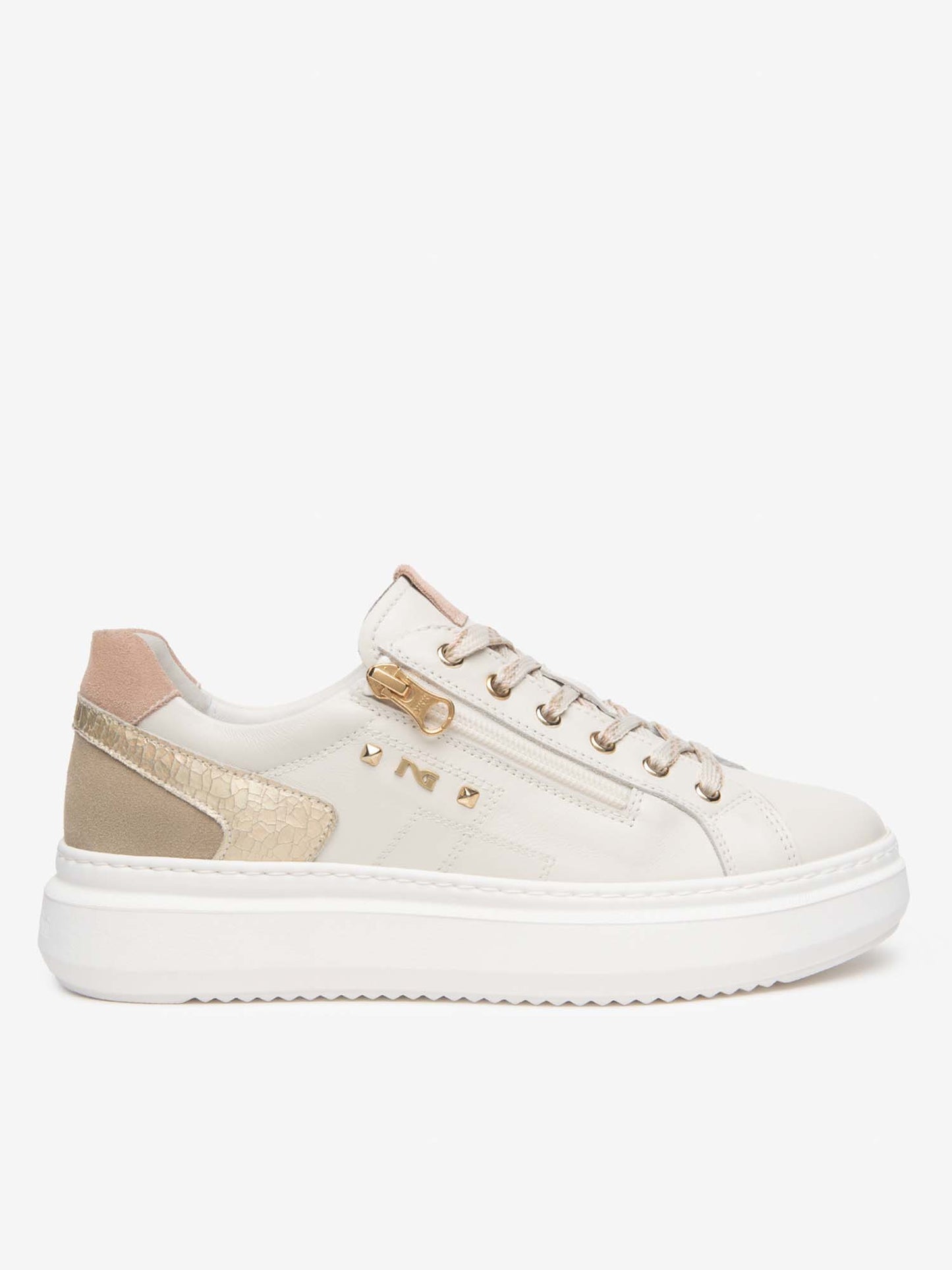 Sneakers Riola beige da donna con doppia chiusura