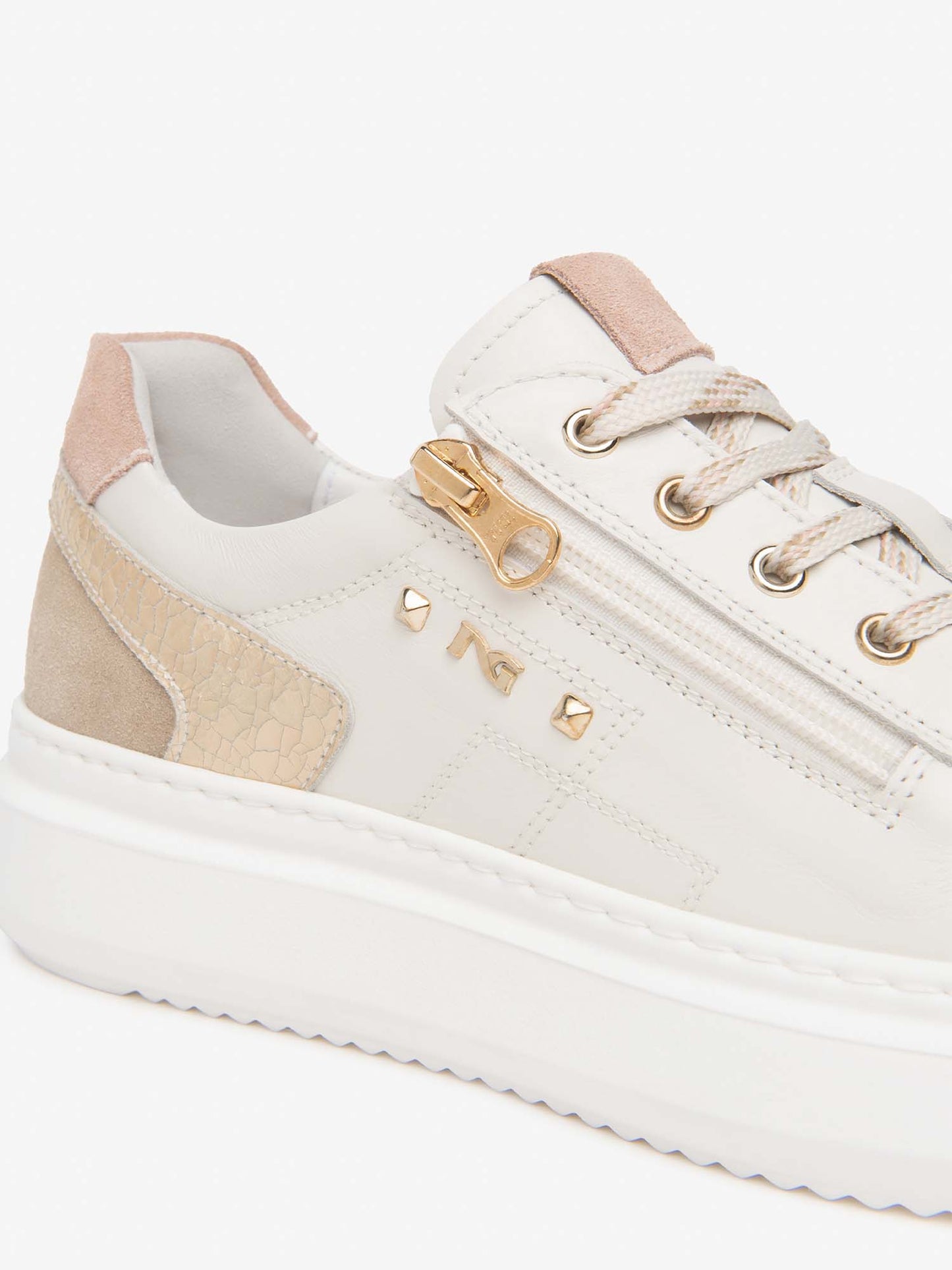 Sneakers Riola beige da donna con doppia chiusura