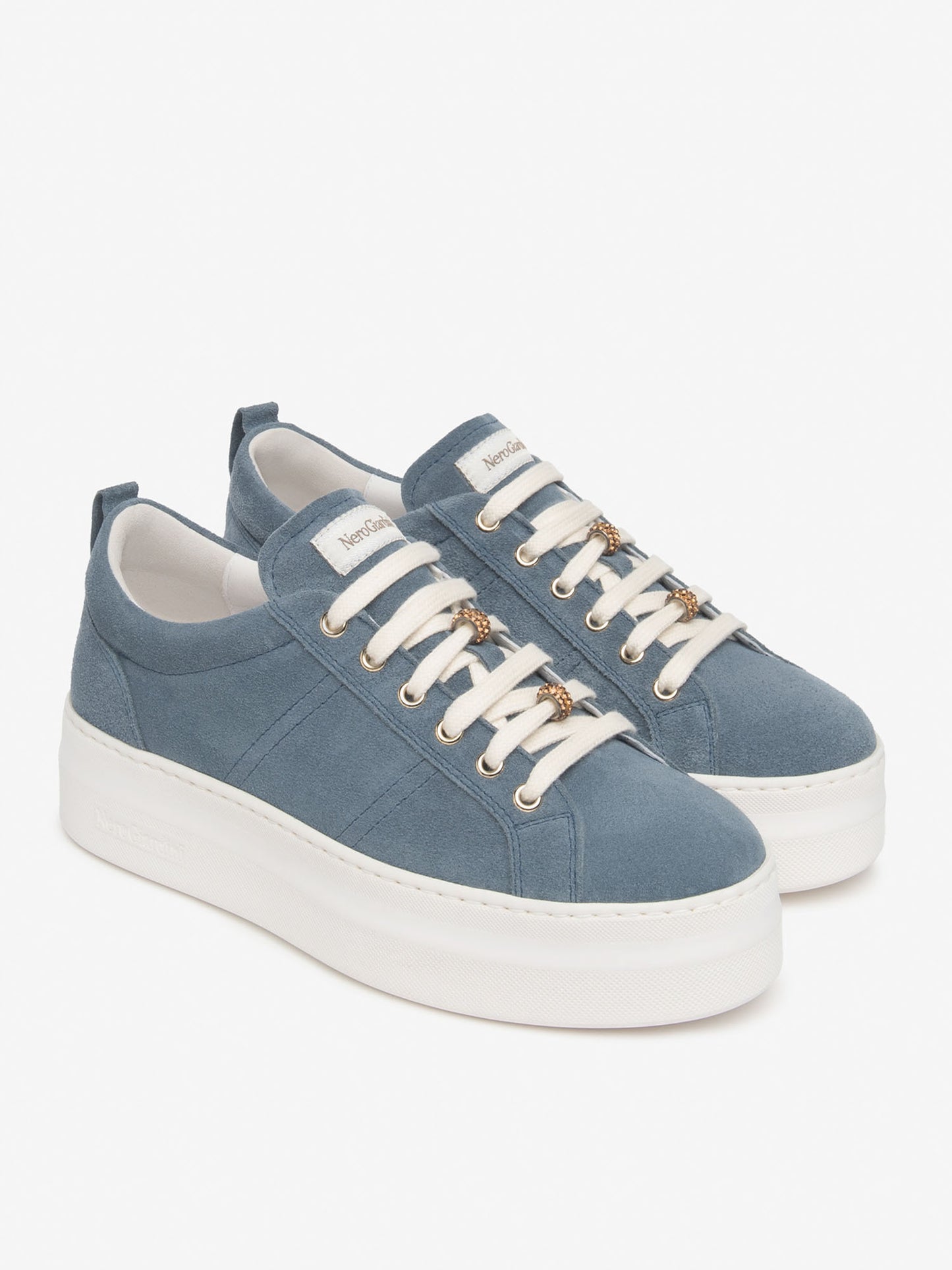 Sneakers Avio Nero Giardini platform donna in pelle e tessile