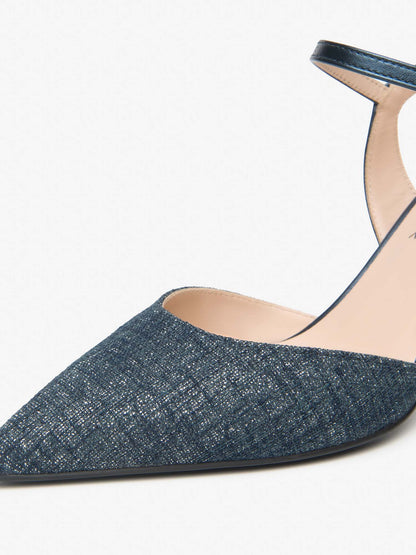 Décolleté slingback Nero Giardini blu in pelle e tessuto elegante da donna