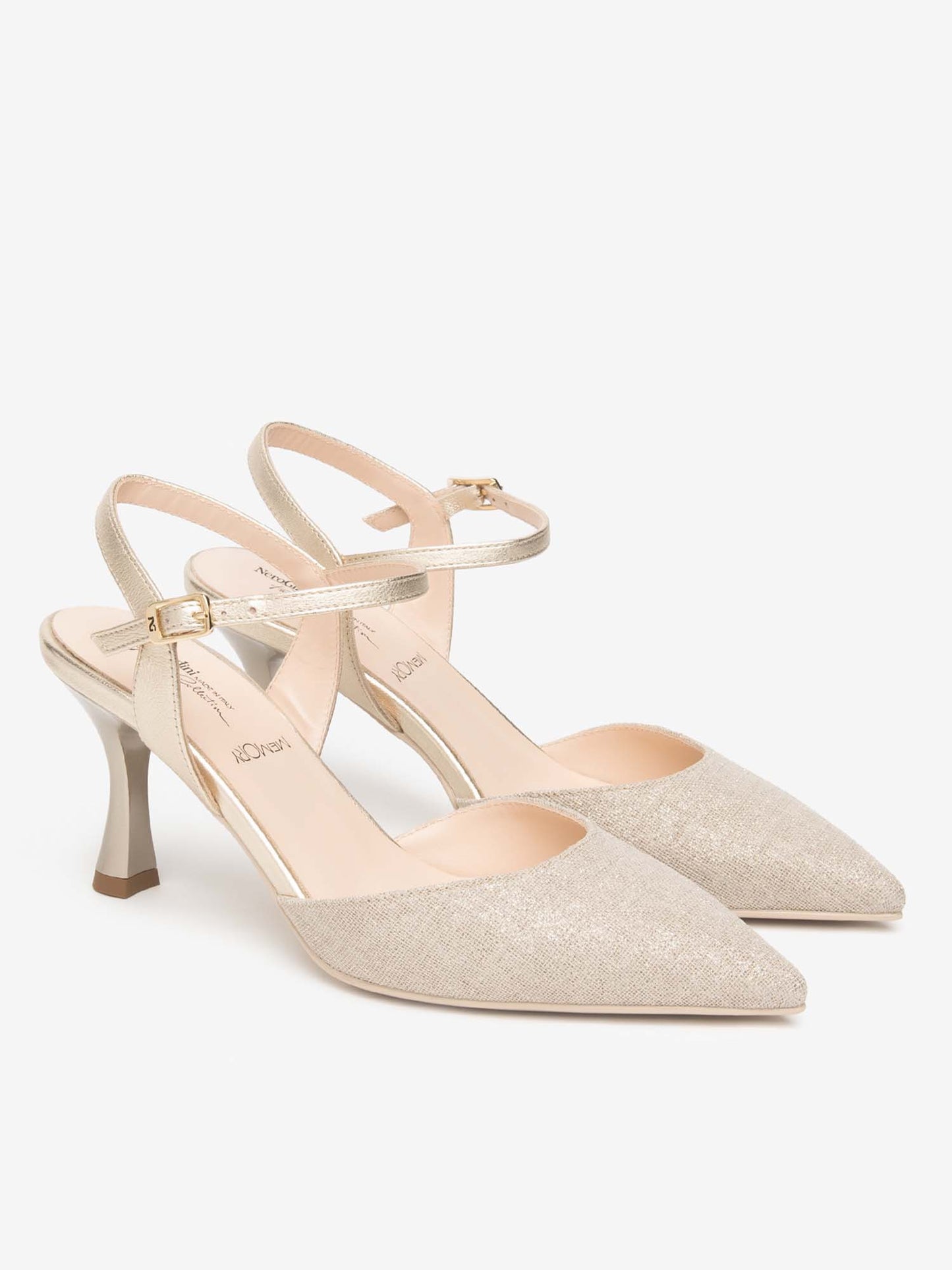 Nero Giardini décolleté elegante donna beige in pelle e tessuto