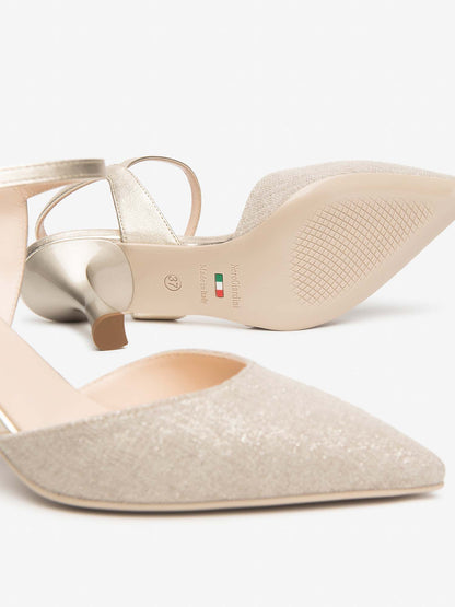 Nero Giardini décolleté elegante donna beige in pelle e tessuto
