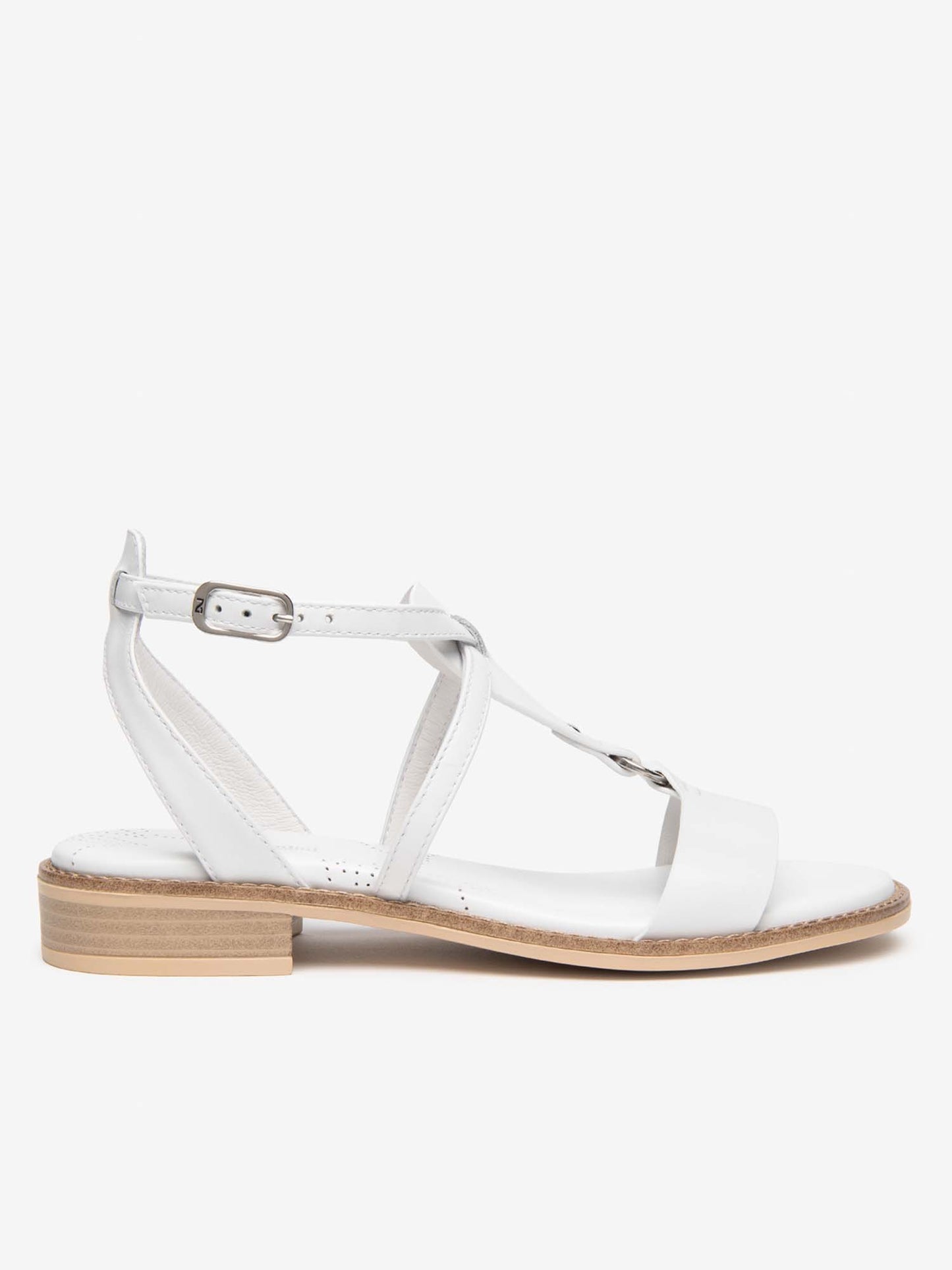 Nero Giardini Bevagn, sandali bianchi unisex in cuoio