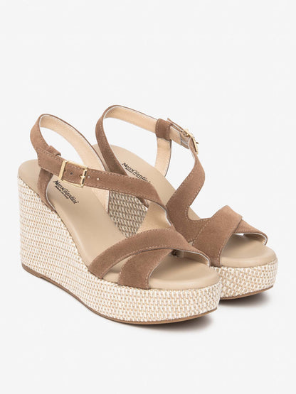 Nero Giardini Malfa, sandali donna in cuoio marrone