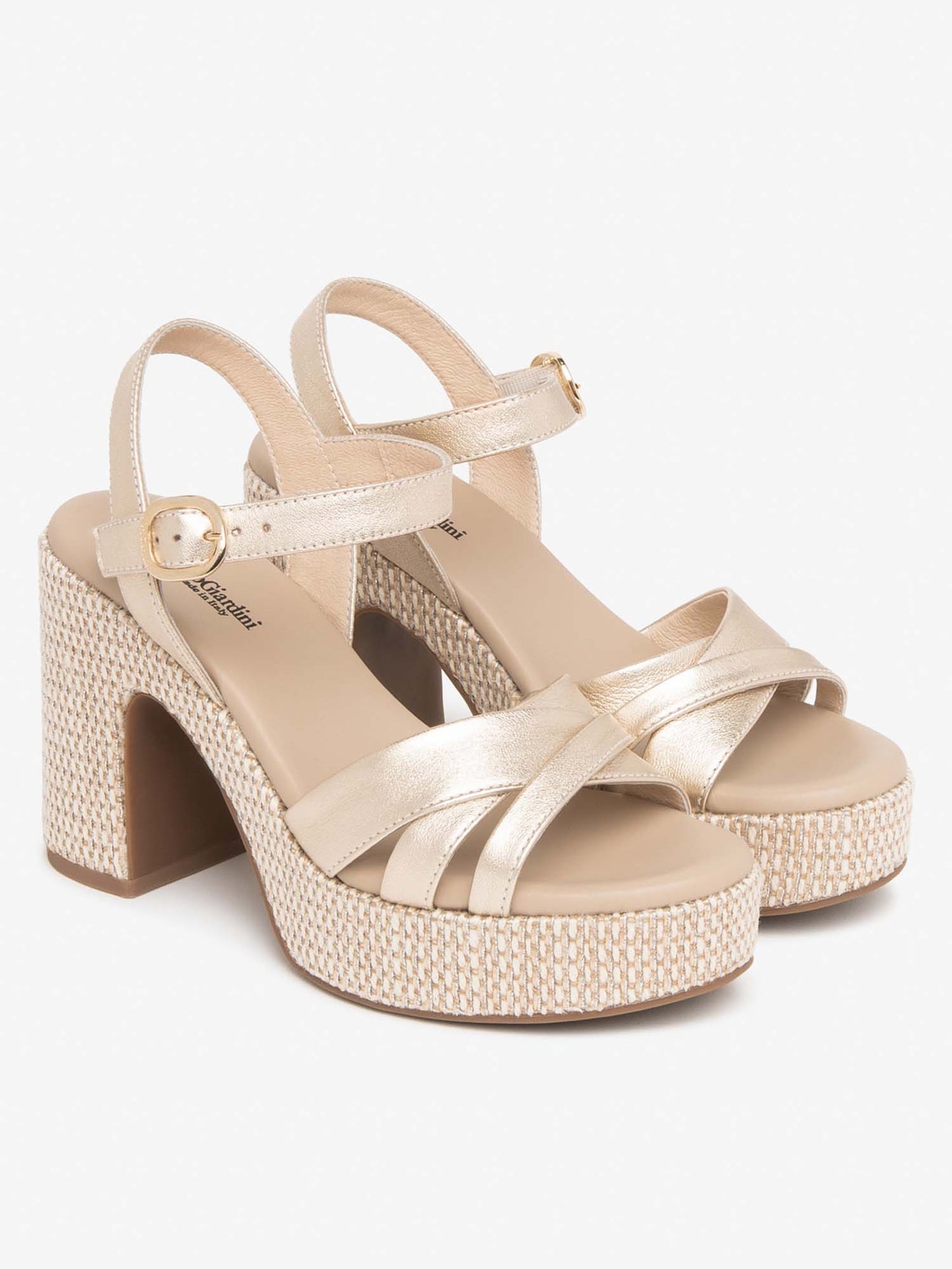 Nero Giardini Cassol, sandali in cuoio oro donna