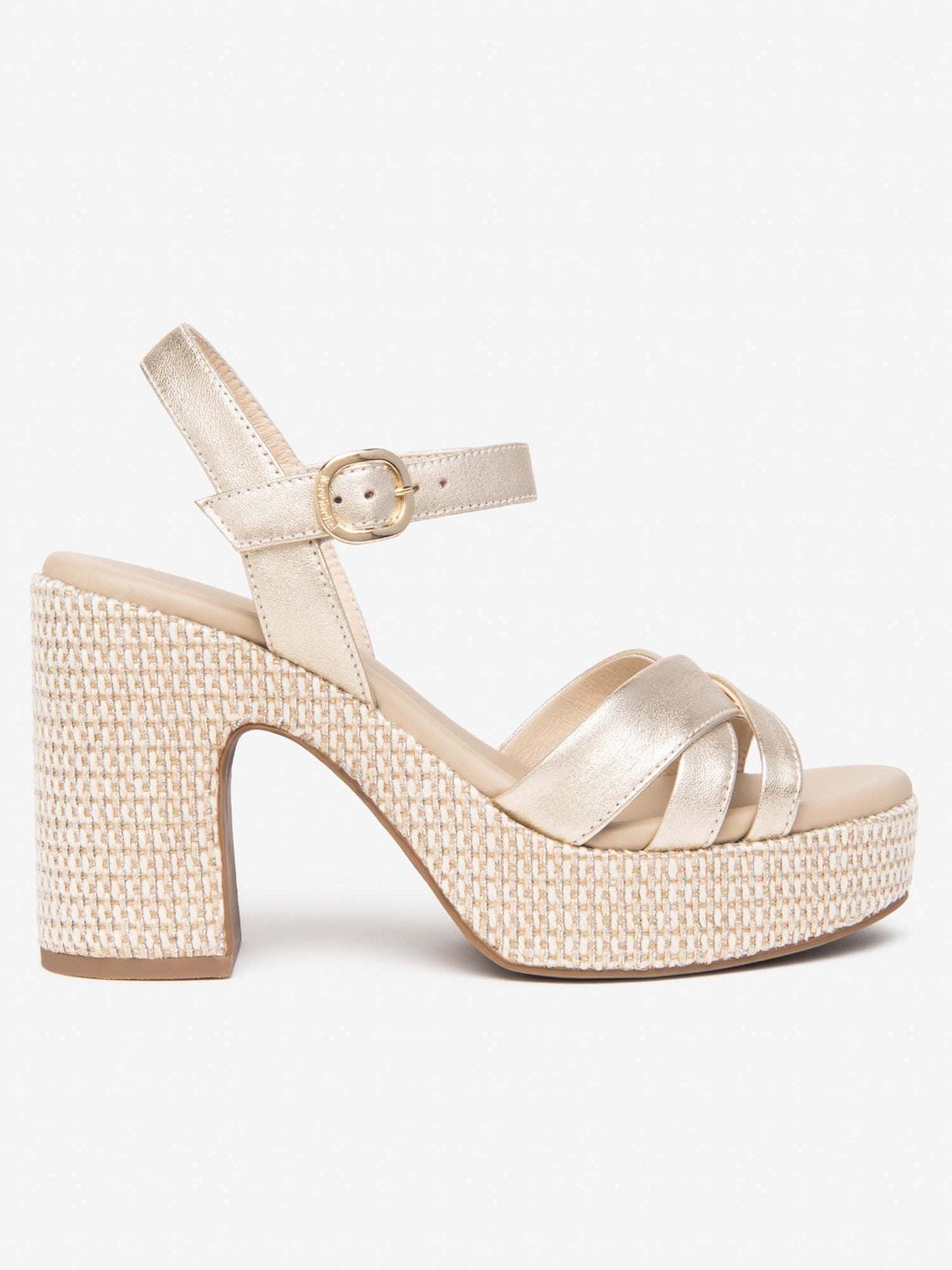 Nero Giardini Cassol, sandali in cuoio oro donna
