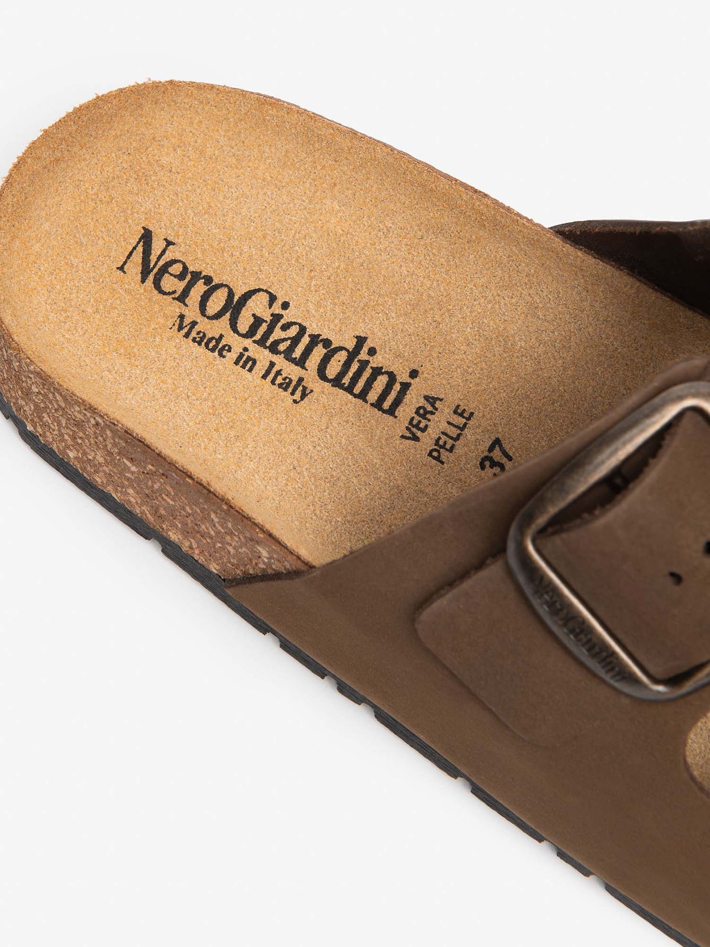 Nero Giardini Bio, sandali donna in pelle marrone