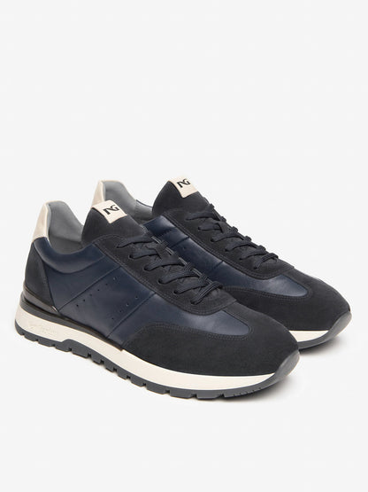SNEAKERS IN PELLE NERO GIARDINI DA UOMO  BLU
