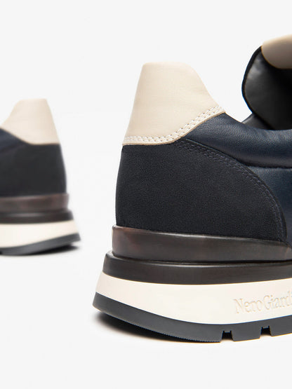 SNEAKERS IN PELLE NERO GIARDINI DA UOMO  BLU