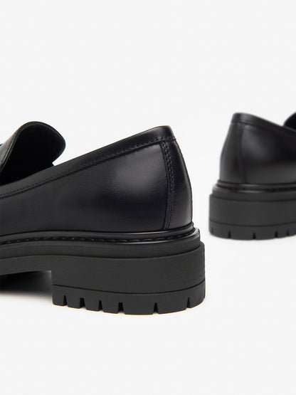 MOCASSINO IN PELLE CON PLATEAU NeroGiardini DA DONNA NERO
