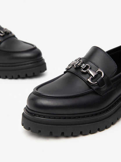 MOCASSINO IN PELLE CON PLATEAU NeroGiardini DA DONNA NERO