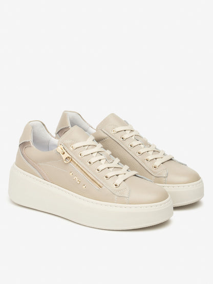 SNEAKERS CON ZIP-LACCI NeroGiardini DA DONNA BEIGE