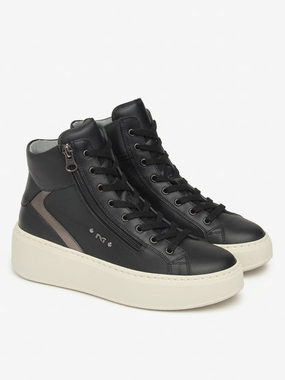 SNEAKERS ALTA ZIP-LACCI NeroGiardini DA DONNA NERO