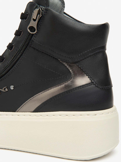 SNEAKERS ALTA ZIP-LACCI NeroGiardini DA DONNA NERO
