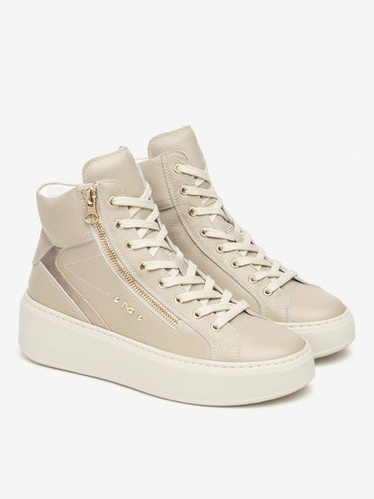 SNEAKERS ALTA ZIP-LACCI NeroGiardini DA DONNA BEIGE