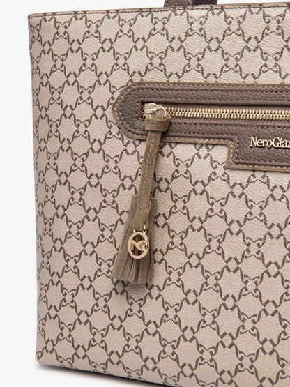 BORSA SHOPPING NERO GIARDINI DA DONNA ECRU'