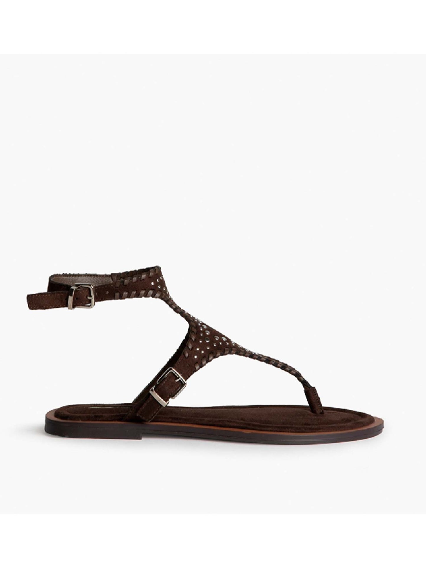 Sandali donna Corina beige con doppia fibbia e tacco piatto