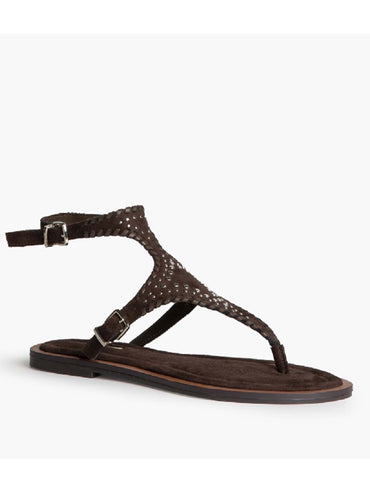 Sandali donna Corina beige con doppia fibbia e tacco piatto