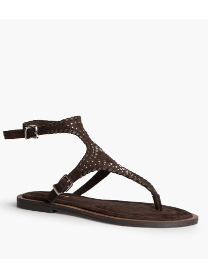 Sandali donna Corina beige con doppia fibbia e tacco piatto