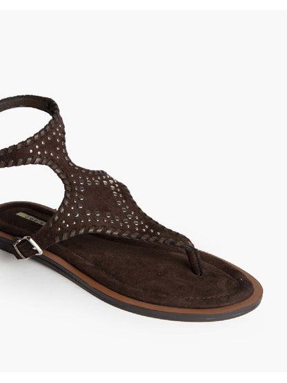 Sandali donna Corina beige con doppia fibbia e tacco piatto