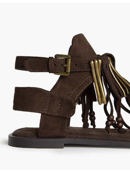 Sandali donna Corina marroni in caucciù e materiale sintetico casual