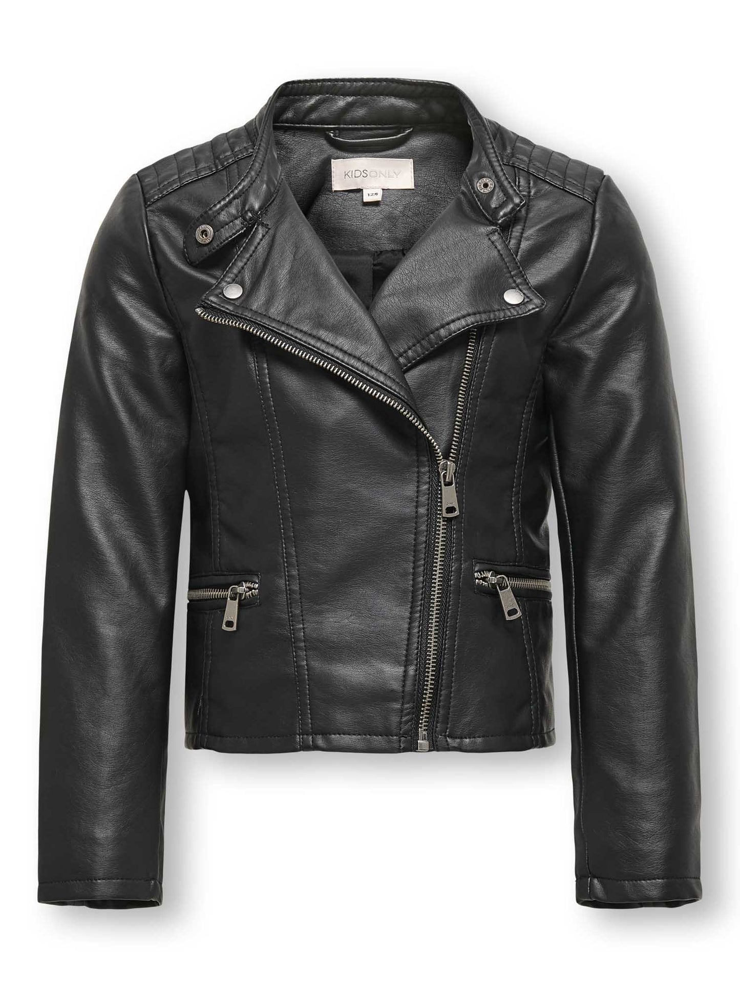 Giubbotto biker in ecopelle nero unisex per bambino