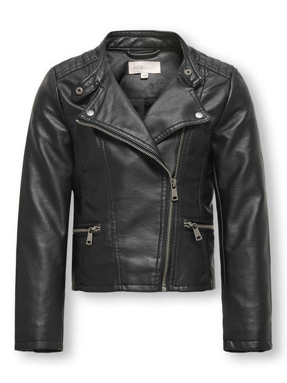 Giubbotto biker in ecopelle nero unisex per bambino